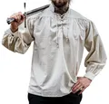 Leonardo Carbone® Mittelalterhemd Friedrich - Mittelalterkleidung Hemd, LARP-Kleidung, Festival-Outfit, Karneval-Kostüm, Freizeithemd Langarm Natur S