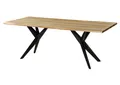 Baumkantentisch Mango 160x90 natur / Epoxid schwarz, Sterngestell anthrazit matt