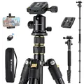 K&F CONCEPT Kamerastativ,184cm Handy Kamera-Stativ, Leichtes Tripod mit Handyhalterung und Fernauslöser, Tragbares Fotostativ für Kamera und Smartphone, Aluminium Stativ mit 2 Schnellwechselplatten