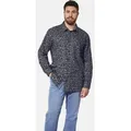 Charles Colby Langarmhemd DUKE CASPIAT mit Blätter-Muster blau 3XL (47/48)