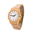 Marschall Deutsch sprechende Damen Armbanduhr I D-GM I Für Blinde, Senioren und Sehbehinderte I Komplette Datumsansage I Extra große Zeiger I Goldfarben mit Metallzugarmband