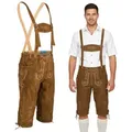 Spirit of Bavaria Trachtenlederhose aus 100% Echtleder I Lederhose Herren mit Träger I Tracht Hose Männer (I Traditionelle Trachtenlederhose für Herren, I Kniebund Oktoberfest Outfit Trachtenhose 506) braun 52