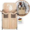 Hoofly® Hobby Horse Stall 2 Pferde – Praktische Halterung für Steckenpferde | Hochwertiger Hobby Horsing Pferdestall Holz mit Türen, Haken & Stecksystem | Designed in Germany – Stabil & Nachhaltig