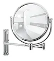 WENKO Kosmetikspiegel Deluxe Groß - Wandspiegel, höhenverstellbar, schwenkbar, Spiegelfläche 19 cm 500 % Vergrößerung, Stahl, 23 x 28.5 x 33 cm Silber