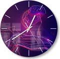 DEQORI Glasuhr Ø30 cm Modern 'Mann mit VR-Brille' Wanduhr Glas Uhr Design leise