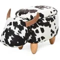 HOMCOM Tierhocker mit Stauraum Schweinchen Fußbank Schwarz Weiß 62 x 35 x 36cm