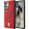 Handyhülle Case Galaxy S24 Ultra Ferrari Kunstleder rot Logo Metall