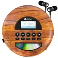 KLIM Nomad Wood – Neuheit – tragbarer CD-Player – integrierter Akku mit langer Lebensdauer – Kopfhörer KLIM Fusion, MP3, TF-Player, tragbares Mini-Radio, Bluetooth – für das Auto
