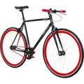 Galano 700C 28 Zoll Fixie Singlespeed Bike Blade 5 Farben zur Auswahl, Rahmengrösse:53 cm, Farbe:schwarz/rot