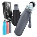 Trinkflasche Edelstahl  BPAfreie Isolierflasche 500 ml  Auslaufsichere Wasser...