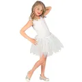 Mädchen Kostüm Tänzerin Unterrock Kinderfasching Tutu Petticoat Weiß mit Glitzer