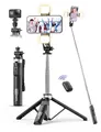 135CM Selfie Stick mit 2 Fülllicht, All-in-1 Handy Stativ mit Abnehmbarer Fernbedienung, 360° Drehbarer Tragbar Stativ Handyhalterung Stabil Selfie Stange Kompatibel mit iPhone/Samsung/Android