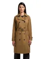 khujo Damen lange Übergangsjacke Mantel klassischer Trenchcoat mit Taillengürtel und Gehschlitz hintenRula2 Canary Green Gr. M
