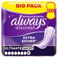 Always Discreet Inkontinenzeinlagen für Frauen Ultimate Nacht 20 Stück Extra Sicher und Diskret