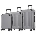 yonsly Premium Reisekoffer TSA-Schloss,YKK-Reißverschluss Hartschalen-Koffer Kabinenkoffer Rollkoffer Suitcase Handgepäck (Hellgrau, M-L-XL-Set) - Hellgrau