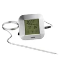 GEFU Digitales Bratenthermometer PUNTO mit Timer | Touchscreen & Alarm | Für Grill, Backofen & Herd | Mit Magnet & Standfuß, vorprogrammiert