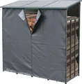 Grasekamp Kaminholzregal Metall 2,3 m³ mit Wetterschutz 185x70x185cm Stapelhilfe Aussen Garten Kaminholzlager Grau