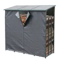 Kaminholzregal Metall 2,3 m³ mit  Wetterschutz 185x70x185cm Stapelhilfe  Aussen
