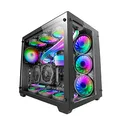 Mars Gaming MCV3 Schwarz, Custom XXL E-ATX Gaming Tower, Front und Seitenfenster Gehärtetem Glas, Dual Chamber Modular Frame