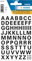 HERMA Buchstaben Aufkleber Schwarz, 740 Stück, Schriftgröße 10 mm, selbstklebend, wasserfest, wetterfest, klein, Alphabet Sticker Klebebuchstaben A-Z aus Folie zum Aufkleben, transparent