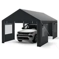 COSTWAY Auto-Faltgarage, Zeltgarage mit PE-Abdeckung, 363x600cm, für Auto grau 363 cm x 600 cm x 295 cm