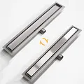 WITEN&NOCK Duschrinne 70 cm Befliesbar Drainset Edelstahl Bodenablauf für bodengleiche Dusche mit Geruchsstopp Haarsieb extra flach Edelstahl gebürstet Komplettset mit Bodenbefestigung