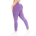 SMILODOX Scrunch Leggins Damen Shaped Fit, Seamless Sporthose, Batik Acid Scrunch Sanduhr-Design Yogahose, Elastischer Bund Figurschmeichelnd für Fitness & Alltag, Größe:XS, Color:Lila