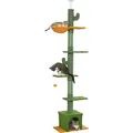 PawHut Kratzbaum Deckenhoch Katzenbaum 230-275cm Katzenkratzbaum mit Katzenhöhle - Grün