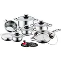 AURICH 16-teiliges Topf-Set, Edelstahl rostfrei - Silber