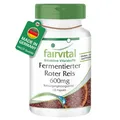 fairvital Fermentierter Roter Reis 600mg, Monascus purpureus Kapseln, HOCHDOSIERT mit 2,95mg Monacolin K pro Kapsel, VEGAN, 120 Kapseln