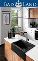 Granitspüle Komodo mit Schürze 49x63 Schwarz II Siphon Gratis!