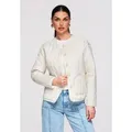 OMBRE Steppjacke Gesteppte Damenjacke in Hüftlänge mit botanischem Stickdetail weiß L