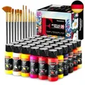 Acrylfarben Set 60ml x 36 Farben mit 12 Pinseln, Premium Ungiftig Acrylfarbe,