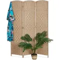 Relaxdays - Paravent, 3-teilig, Faltbarer Raumtrenner, Hxb 170x120 Cm, Für Innen, Trennwand, Holz, Papierseil, Natur
