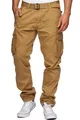 Indicode Herren William Cargohose aus Baumwolle m. 7 Taschen inkl. Gürtel | Outdoorhose Amber, XL