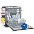 Exquisit Geschirrspüler GSP5508-030D schwarz | Spülmaschine 55 cm | Maßgedecke: 8 Restlaufzeiten Anzeige | Tischgerät