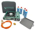 GARDINGER Gaskartuschenkocher CAMP Allgas Set mit Grillplatte und vier Kartuschen CP250
