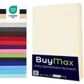 Buymax Topper Spannbettlaken Jersey Spannbetttuch 100% Baumwolle Bettlaken bis 12 cm Matratzenhöhe, 180x200 cm, Creme - Creme