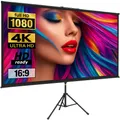 Premium 100” 4K Beamer Leinwand –  Stativ für Präsentationen und Heimkino