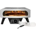 Cozze® Gas-Pizzaofen Classic 17, mit Thermometer, inkl. Pizzastein, Backtemperatur bis 450°C, tragbar, Grillfläche 43 x 43 cm, Gerätemaße 29.5... - Silber