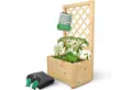 holz4home® Blumenkasten Pflanzkasten mit Rankgitter aus Kiefernholz I inkl. Gartenhandschuhe, Pflanzkübel mit Einlegevlies