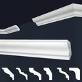 MARBET DESIGN Stuckleisten XPS Styropor weiß - Deckenleisten Deckenstuck Leisten E-Leisten - (2 Meter / 1 Leiste E-4)