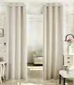 2er Set Gardine blickdicht Ösenschal Vorhang Schal 135x225cm Creme VH5866cm-2