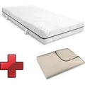 7 Zonen Viskoelastik-Matratze Sleezzz Smart 90 x 200 cm, Höhe 18 cm, Härtegrad H3 mit Air Memoryschaum + Sleezzz® Smart Kuscheldecke 140 x 200 cm