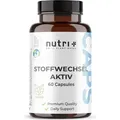 nutri+ Stoffwechsel Aktiv | 60 Kapseln | mit 9 Vitaminen, 3 Mineralstoffen, Pflanzenextrakten, Cholin & Q10 | vegan