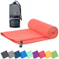 Fit-Flip Mikrofaser Handtuch - kompakte Microfaser Handtücher - ideal als Sporthandtuch, Reisehandtuch, Strandtuch - schnelltrocknend und leicht - Badetuch groß (100x200cm, Pfirsich)