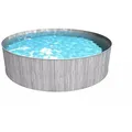 Steinbach Aktionsangebot Stahlwand Swimming Pool "New Splasher Secure" inkl. Pool Starterset Chlor,dunkelgraue Holzoptik,Ø 350 x 90 cm