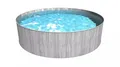 Steinbach Aktionsangebot Stahlwand Swimming Pool "New Splasher Secure" inkl. Pool Starterset Chlor, dunkelgraue Holzoptik, Ø 350 x 90 cm