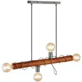 Globo Hängeleuchte Alice, Braun, Grau, Holz, Metall, 20x120x70 cm, Lampen & Leuchten, Innenbeleuchtung, Hängelampen, Esstischlampen