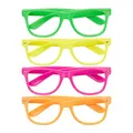 Relaxdays 10027933 Partybrille 4er Set, lustige Brillen für Fasching & Karneval, Neon Brillen, One Size, HBT 4,5x14,5x15 cm, bunt